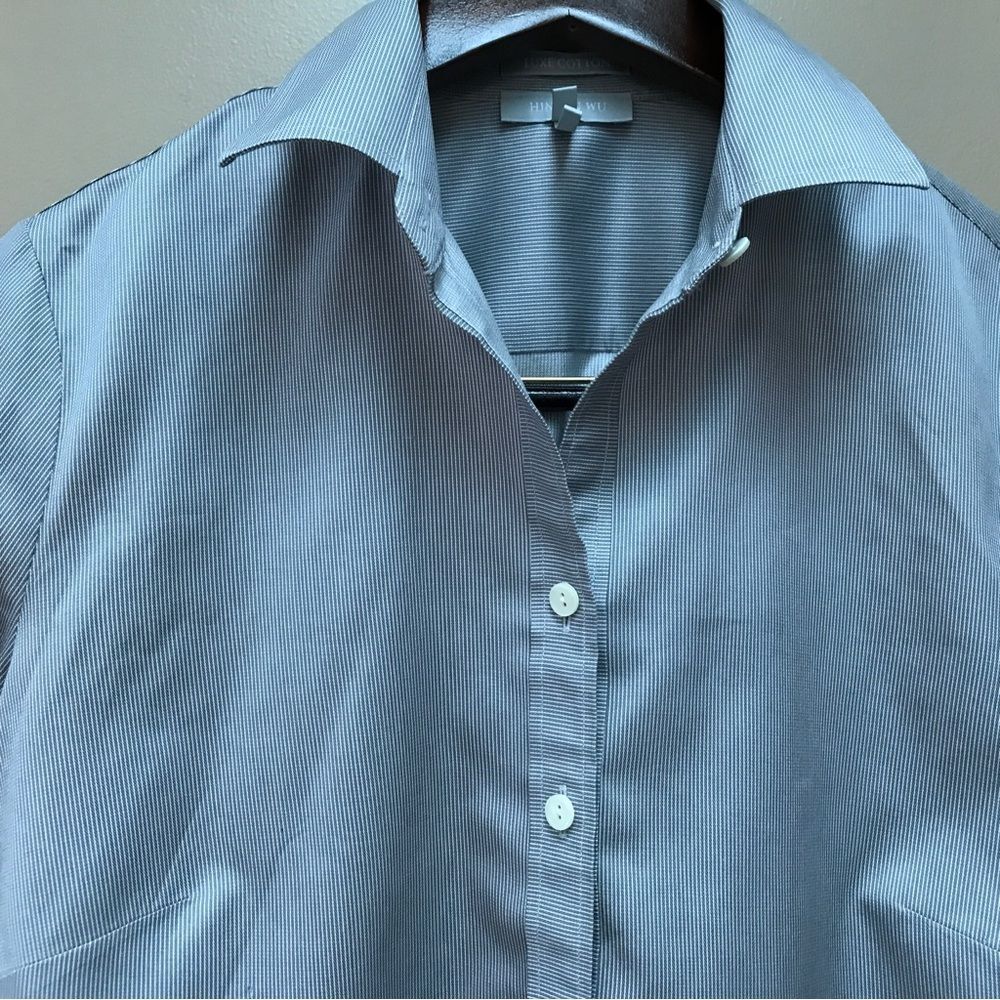 Hinson Wu Becky Shirt Womens Tahitian Pearl White Luxe Cotton Top - Picture 2 of 14